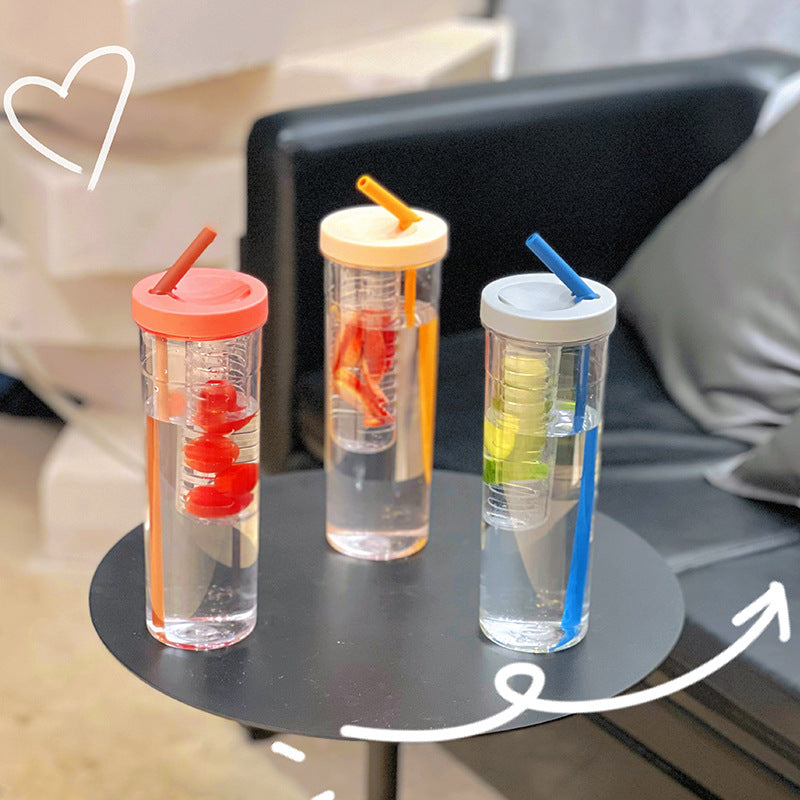 Ins Style Portable Plastic Juice Cup with Straw