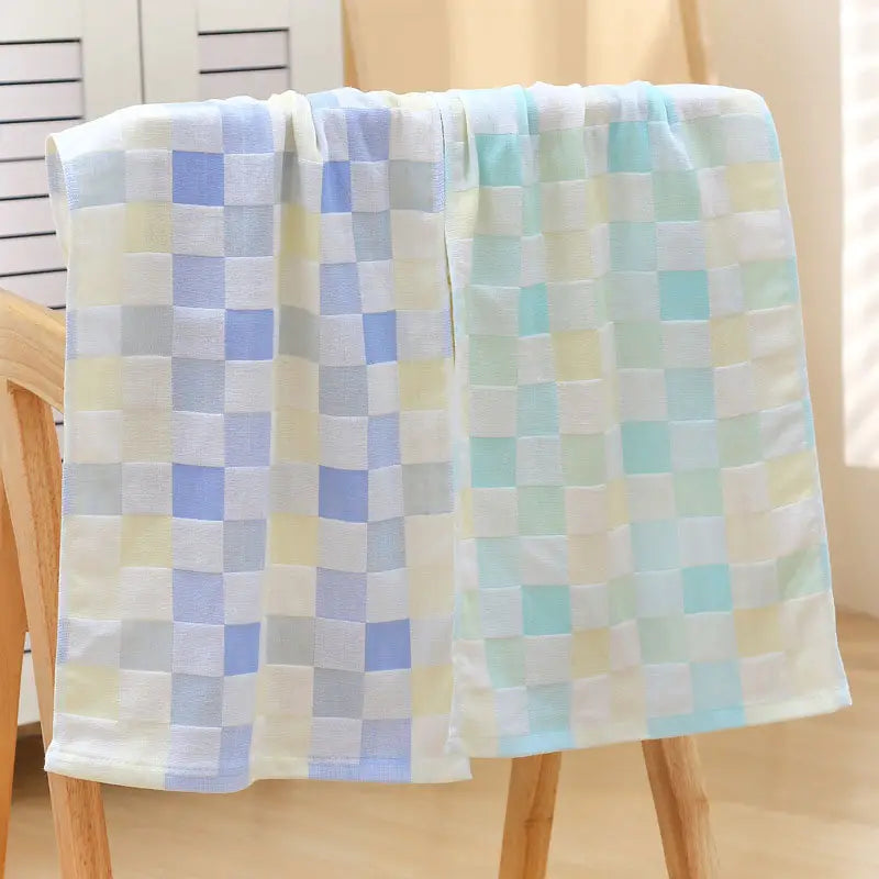Color Grid Cotton Hand Towel - Super Soft Gauze (1PC)